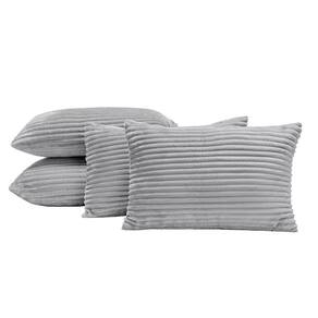 4 Capas De Almofada Bariloche 60X30 Decorativa Flannel Cinza