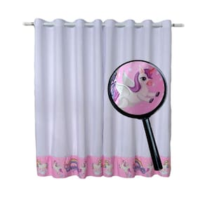 Cortina Unicórnio Quarto De Menina Princesa Branco Com Rosa