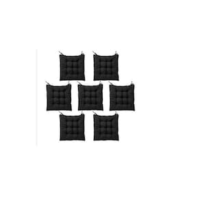 Kit Com 6 Almofadas Futon Assento Para Cadeira Preta
