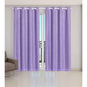 Cortina Voil Xadrez Com Forro Blackout 5,00 X 2,80 Lilas