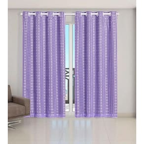Cortina Voil Xadrez Com Forro Blackout 5,00 X 2,80 Lilas