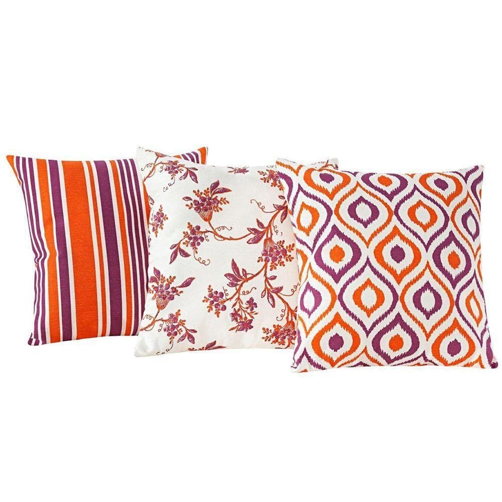 Kit Capas Trio De Almofada Estampadas 03 Peças - Laranja