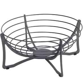 Cesta de Frutas Fruteira Redonda de Mesa Cinza 34,5cm Masutti Aramada Carbono