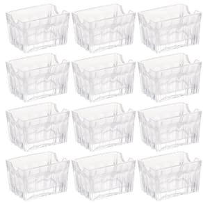 12 Porta Sachês Vidro Faces Lyor 8x5,5cm Suporte Chá Açúcar Sal Mesa Transparente