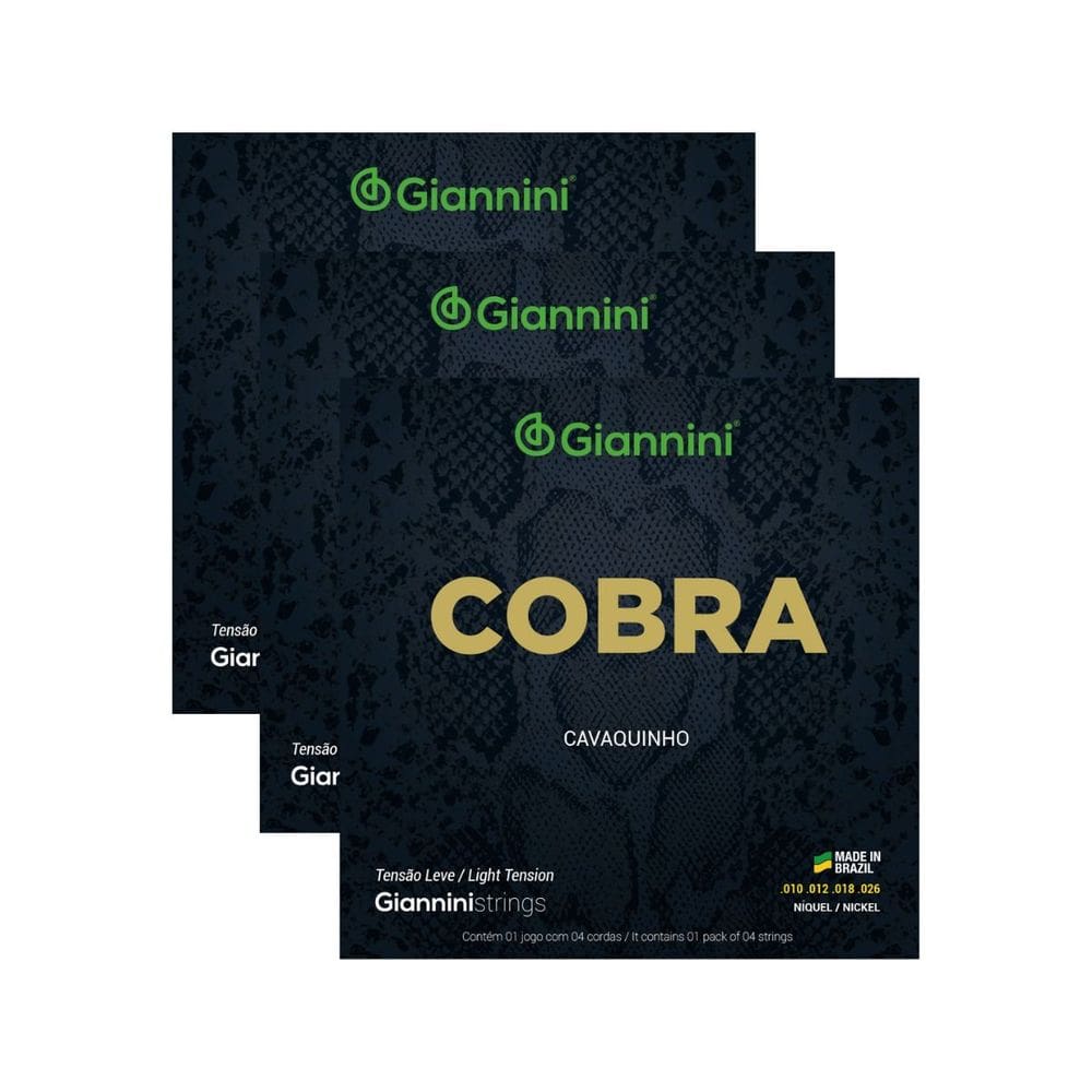 Kit 3 Encordoamento Cavaquinho Giannini Cobra GESCL Níckel .010 Leve
