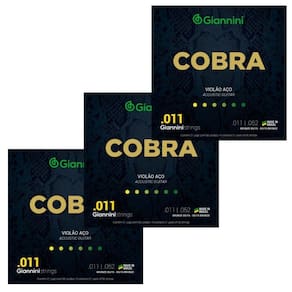 Kit 3 Encordoamento Violão Aço Giannini Geeflk Cobra .011 Bronze