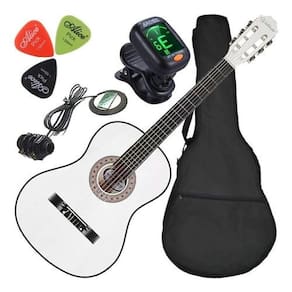 Kit Violão Elétrico Waldman Popstar Pp1 Branco Cordas Nylon