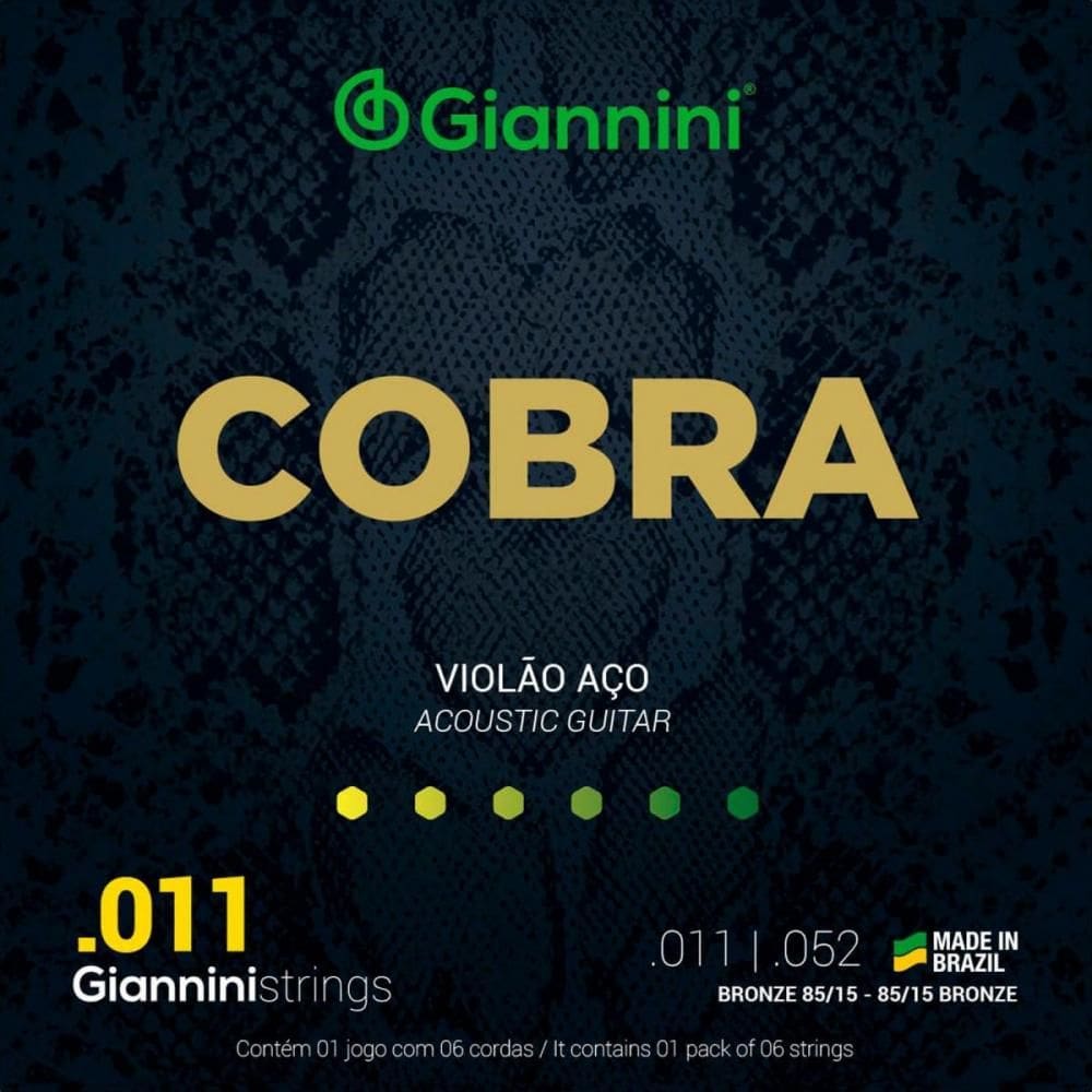 Kit 5 Encordoamento Violão Aço Giannini Geeflk Cobra .011 Bronze