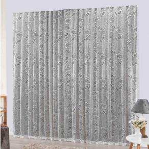 Cortina Charme Em Renda Com Voal 4,00 X 2,50 Varão - Tabaco