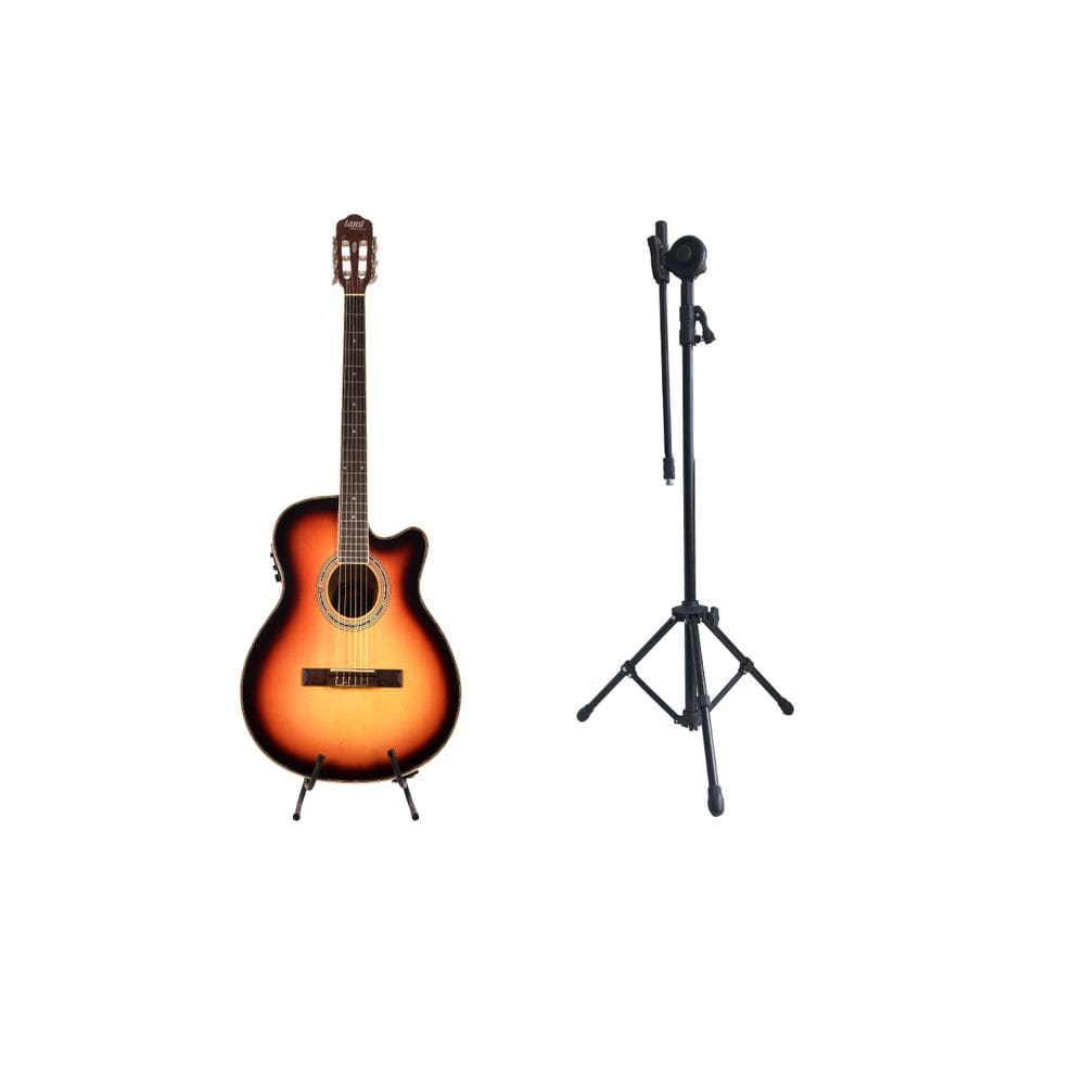 Kit Violão Land Eletrico Nylon Sunburst + Pedestal