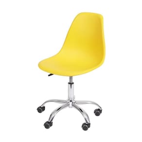 Cadeira Boxbit Dkr Eames Base Em Rodízio Amarela