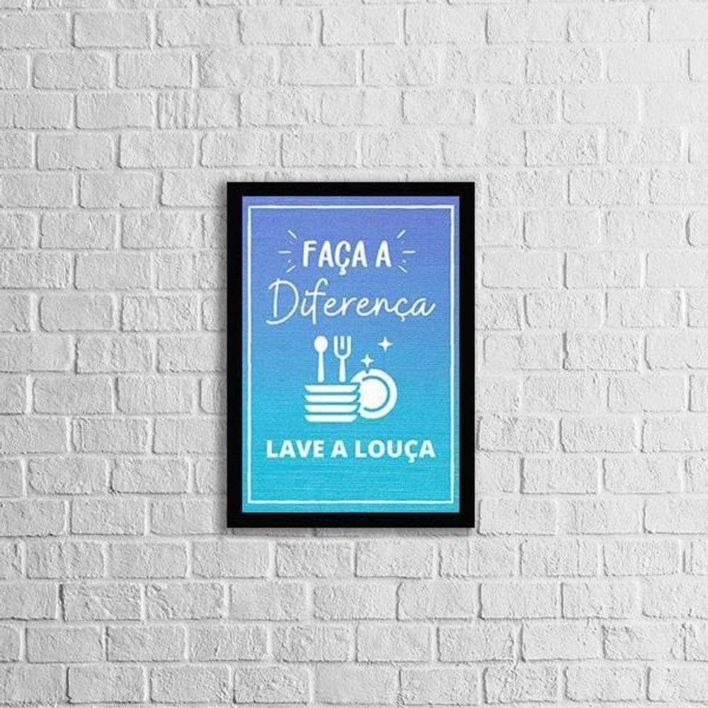 Quadro Faça A Diferença. Lave A Louça 33X24Cm Moldura Preta