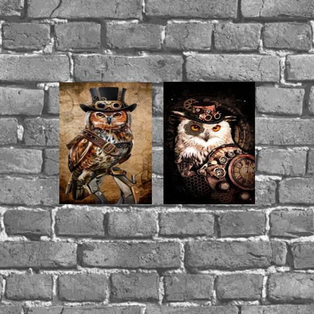 Kit 2 Placas Decorativas Corujas 18X27Cm