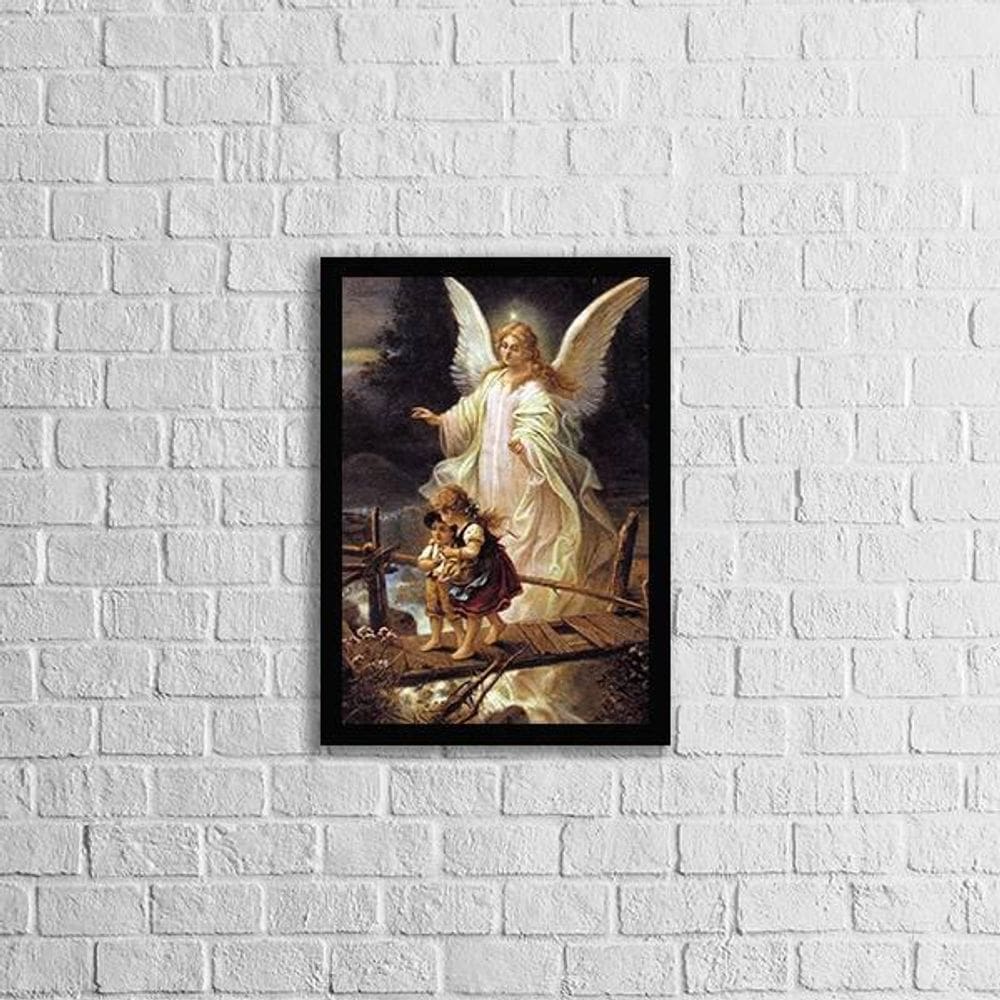 Quadro Decorativo Anjo Da Guarda Vintage 24X18Cm