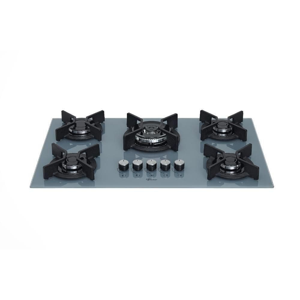 Cooktop A Gás Fischer 5 Bocas Tripla Chama Infinity Trempe De Ferro Fundido 82005 Eiger Bivolt