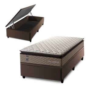Conjunto Box Baú Marrom Atlanta Bege 96x203x69 Espuma D45