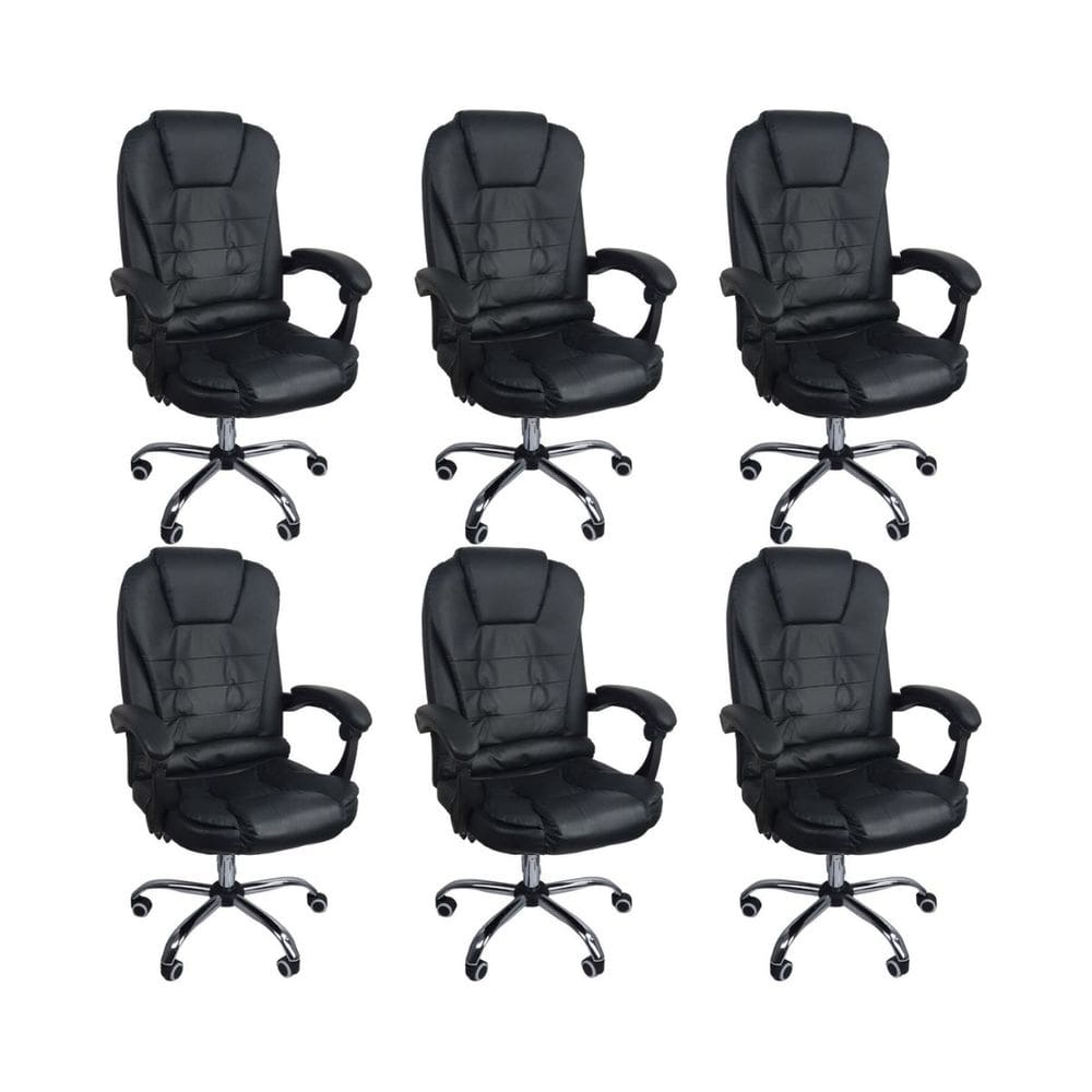 Kit 6 Cadeiras De Escritório Presidente Reclinável Ajustável
