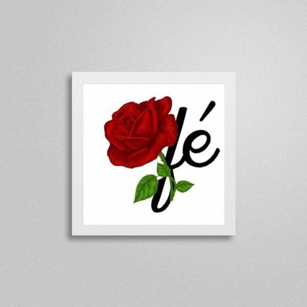 Quadro Quadrado Fé Floral 20X20Cm