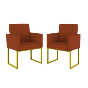 Kit 2 Poltronas em Suede com Base em Metal Dourado