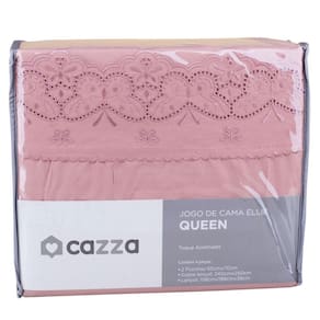 Jogo de Cama Queen 4 Peças Microfibra Rose Ellie Cazza