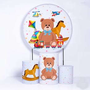 Kit Painel de Festa Redondo e Trio de Cilindros Brinquedos- Fera Print