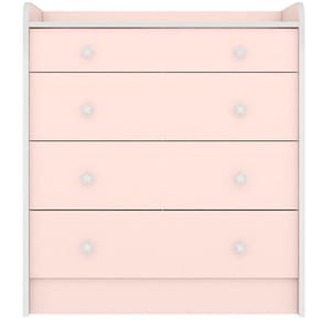 Cômoda Com Trocador Infantil 4 Gavetas Doce Mel Rosa