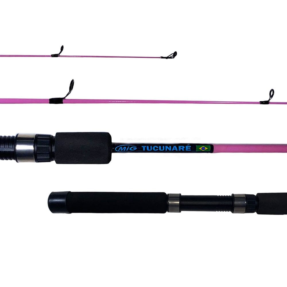 Vara Pesca Leve Light Carretilha Mig Tucunaré CPI-9 1,55m 8-25lbs Rosa Inteiriça