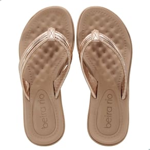 Tamanco Feminino Beira Rio Metalizado Premium Dunas Ouro Rosado