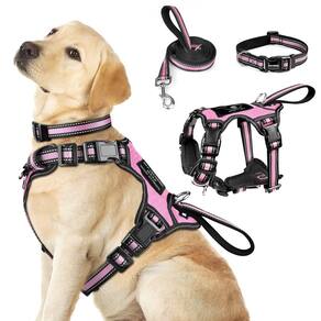 Conjunto de coleira e coleira para animais de estimação WINSEE Reflective Dog Pink