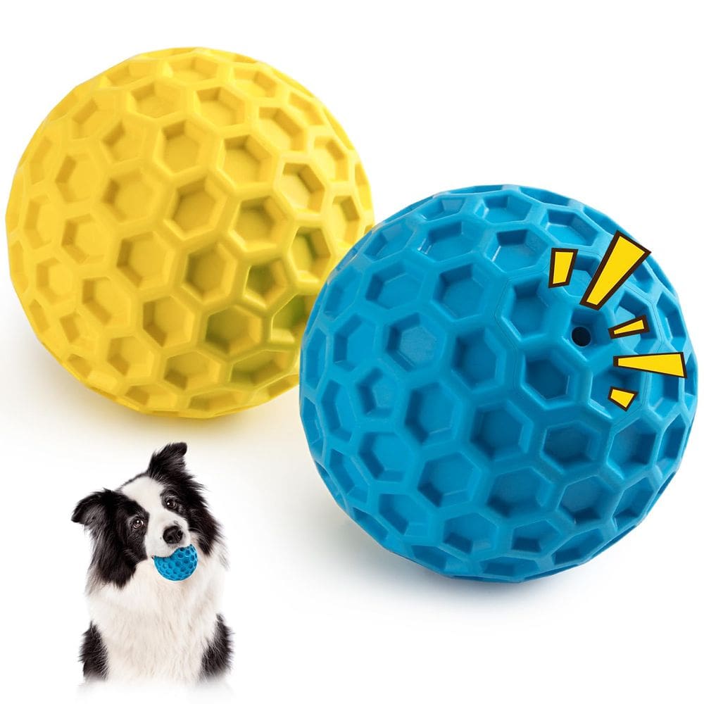 Pacote com 2 bolas de brinquedo para cães HIPPIH indestrutíveis Squeaky Balls