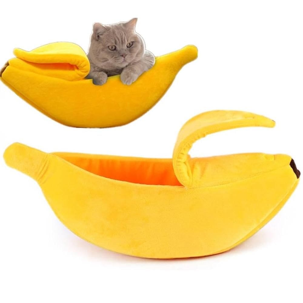 Cama Para Cachorro Gato Iglu Caminha Pet Banana Pelucia Macia Almofada Portatil Caes Toca Viagem Passeio