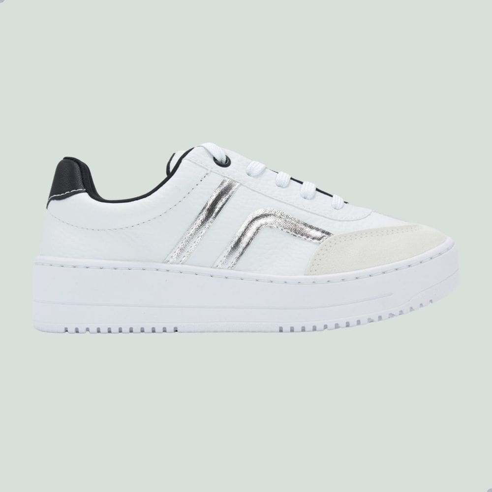 Tênis Casual Ramarim Branco/Prata/Preto