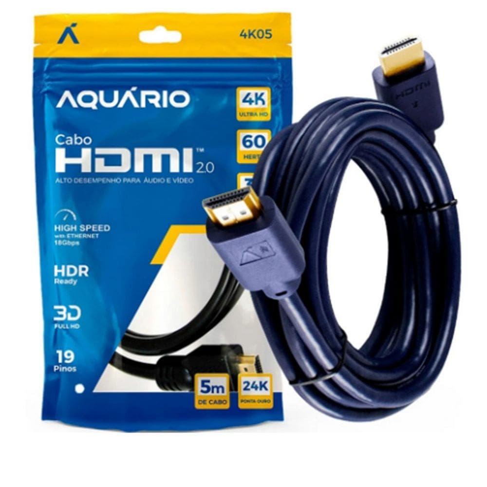 Cabo Hdmi Macho x Macho 5m Áudio e Vídeo