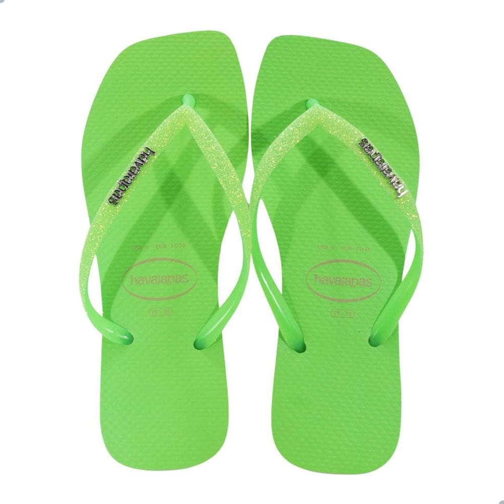 Chinelo Havaianas Slim Square Glitter Neon Verde