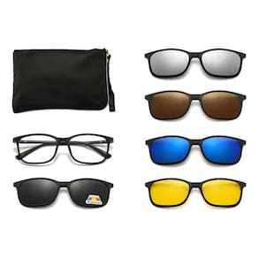 Armação De Óculos Com Lente Transparente + 5 Lentes Clip On