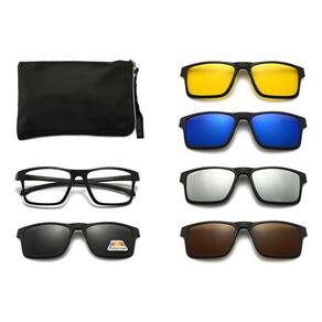 Armação Com Lente Transparente + 5 Lentes Clip On De Sol