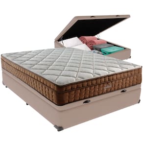 Cama Box Baú Casal e Colchão Ortopédico Anjos Star Pillow in