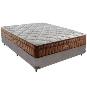 Cama Box Cinza e Colchão Anjos Star Pillow In Casal Anjos