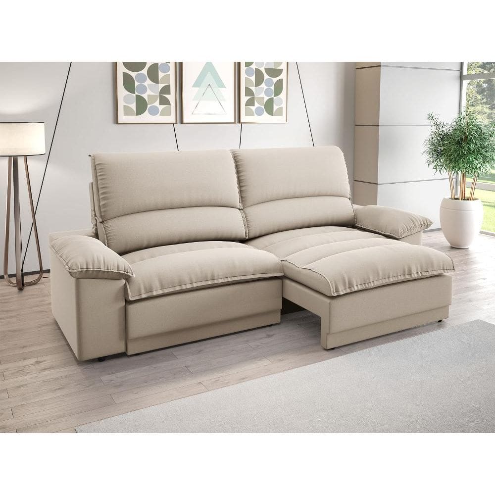 Sofá Plaza 2,00m com Molas no Assento Retrátil e Reclinável Velosuede - NETSOFAS