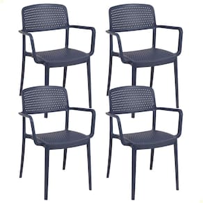 Kit 4 Cadeiras Tramontina Serena em Polipropileno Azul Navy com Braços 92097030