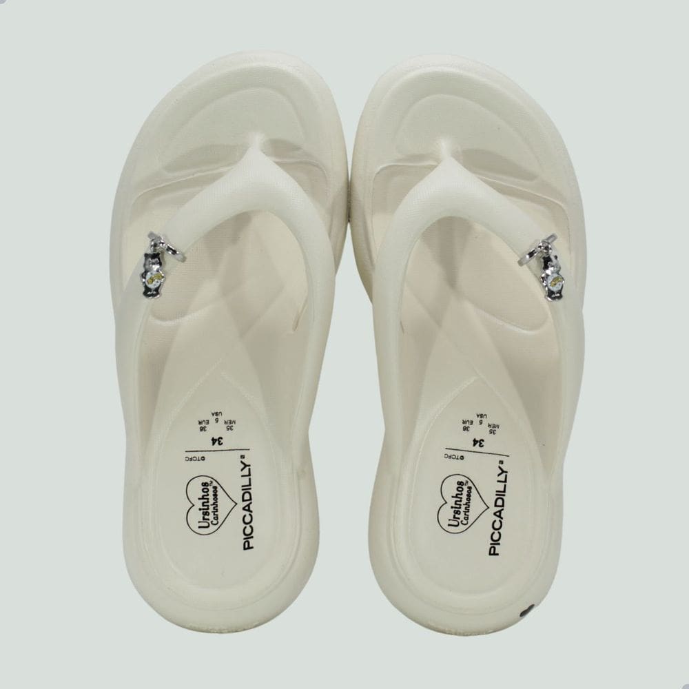 Chinelo Piccadilly Marshmallow Ursinhos Carinhosos Off White