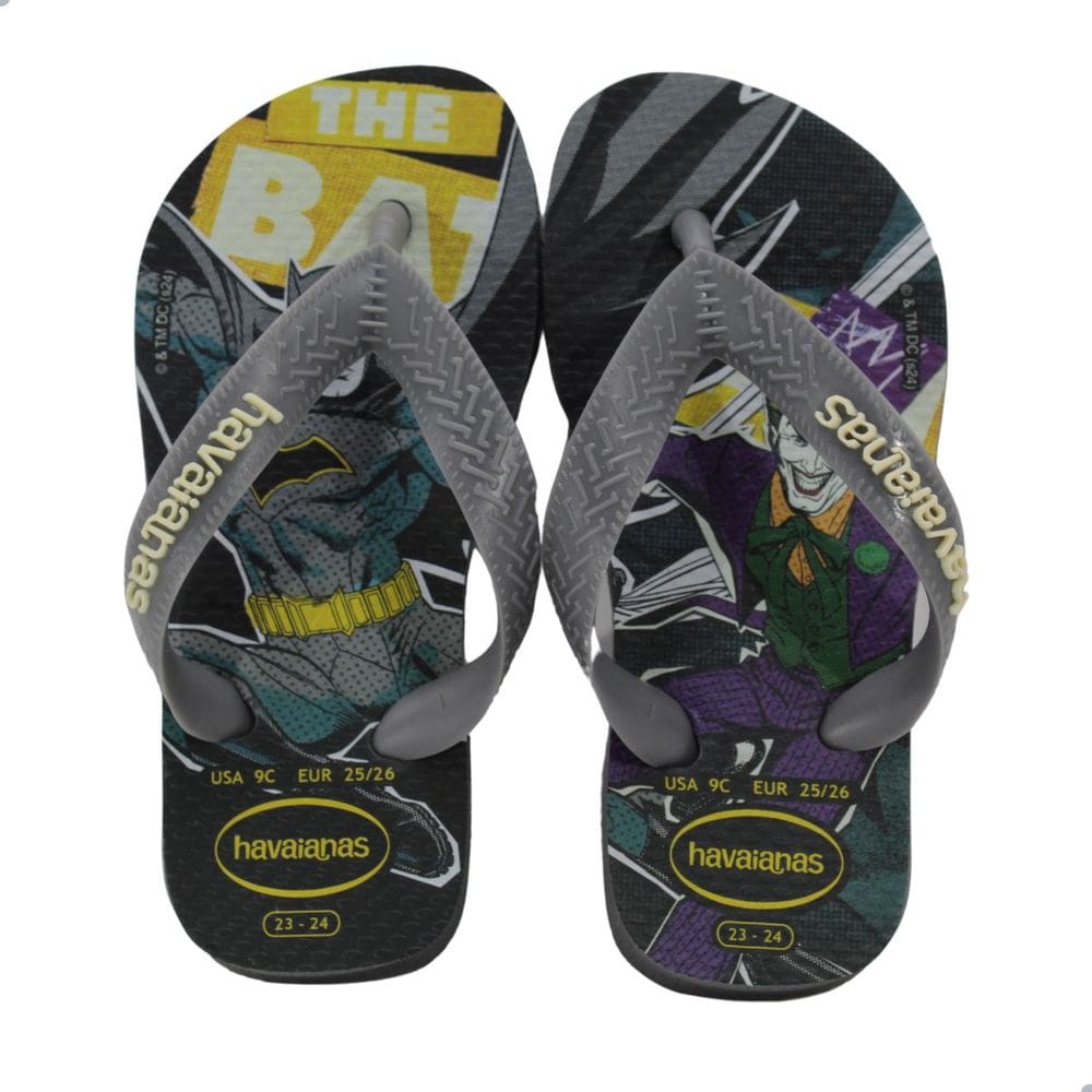 Chinelo Infantil Menino Havaianas Kids Top Herois DC Batman Cinza Aço
