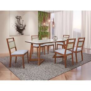 Sala de Jantar Madeira Maciça com 6 Cadeiras 2,0x0,90 metros - Luna - Art Salas