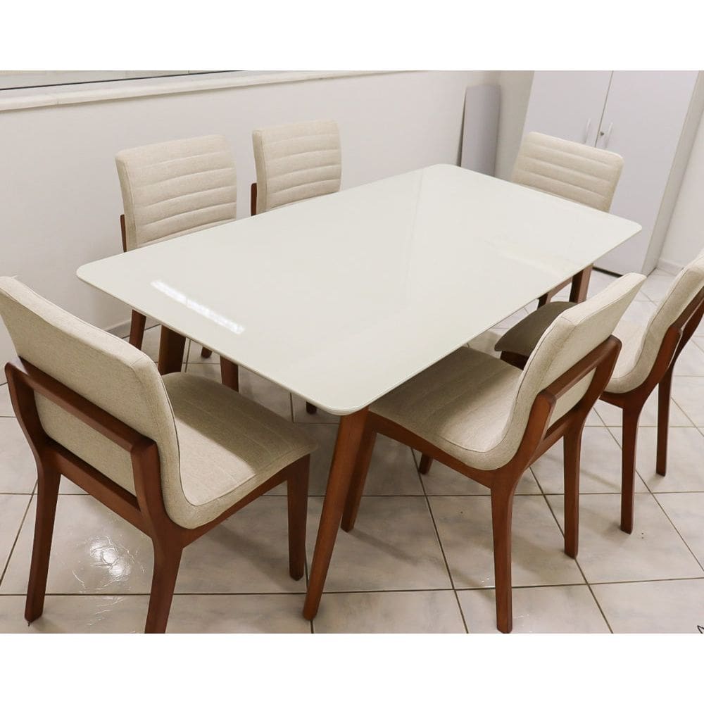 Sala de Jantar maciça 2x1 com 6 Cadeiras Petra Art Salas