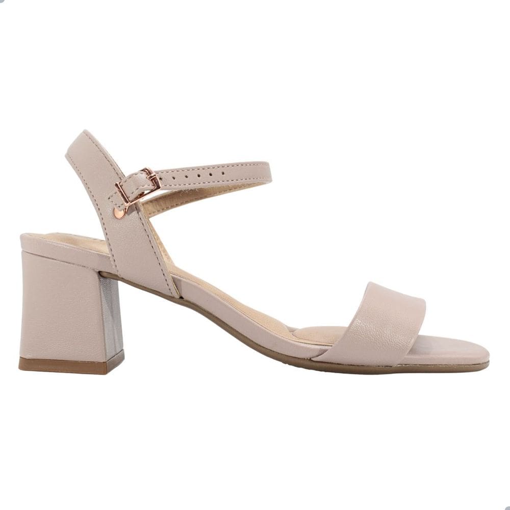 Sandália Feminina Beira Rio Napa Turim Taupe Salto Bloco