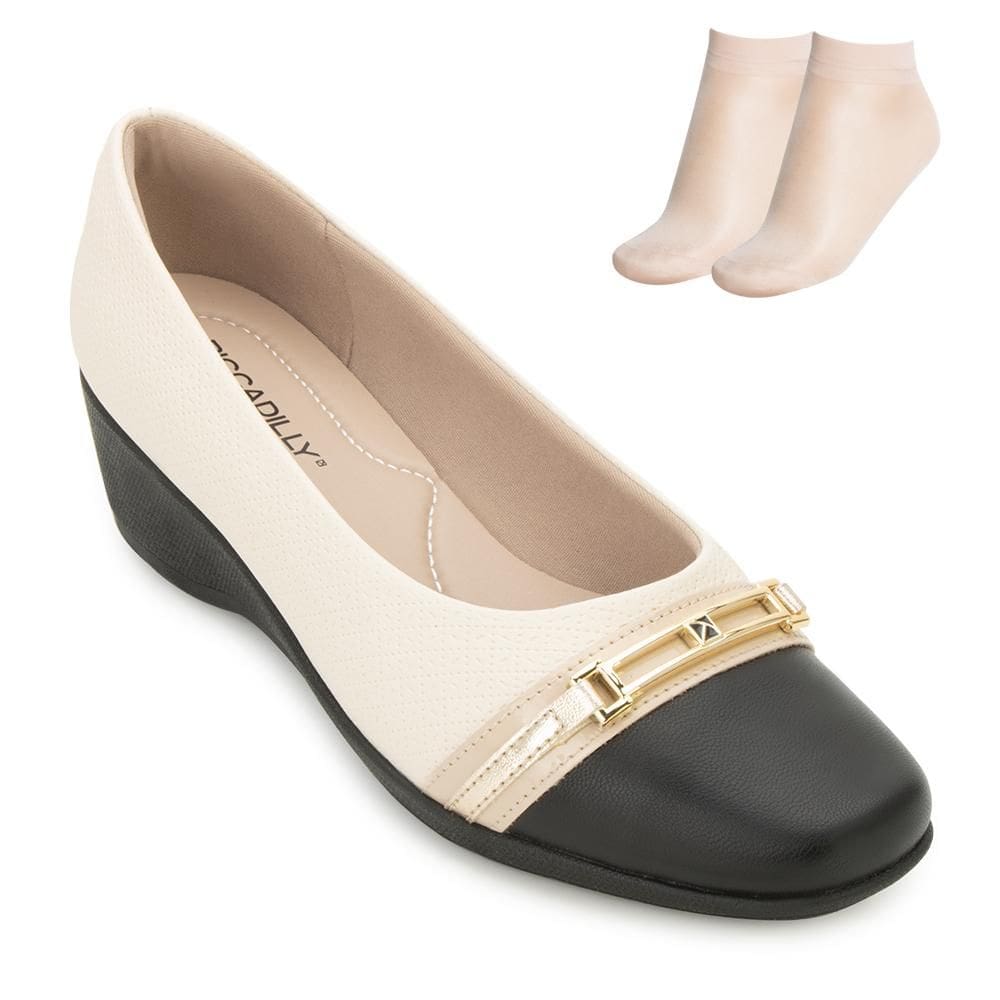 Sapato Anabela Piccadilly PD25-14322 e Meia