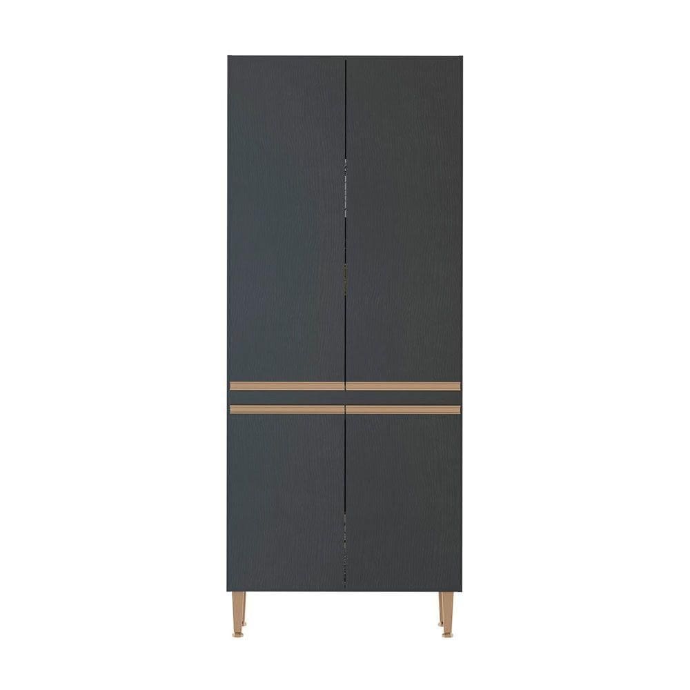 Armário Paneleiro Cozinha Sabrina 80x202cm Mdp Menu Móveis Preto