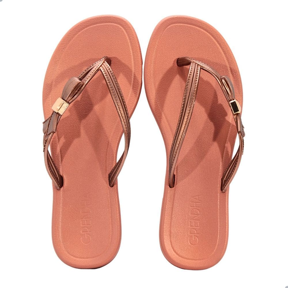 Tamanco Rasteira Grendha Todo Dia Sof Cobre/Nude Escuro