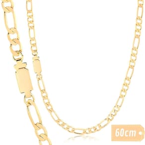 Corrente Masculina Grumet 3X1 Banhada A Ouro 18K 5Mm 60Cm