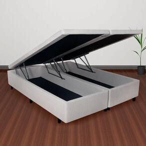 Base Box com Baú King 193x203x42 cm Courino Linho Areia